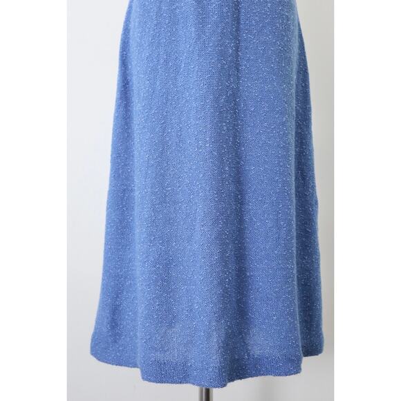 Vintage 1970s It's Pure Gould Nubby Knit Midi Skirt Blue Elastic Waist - Picture 2 of 9